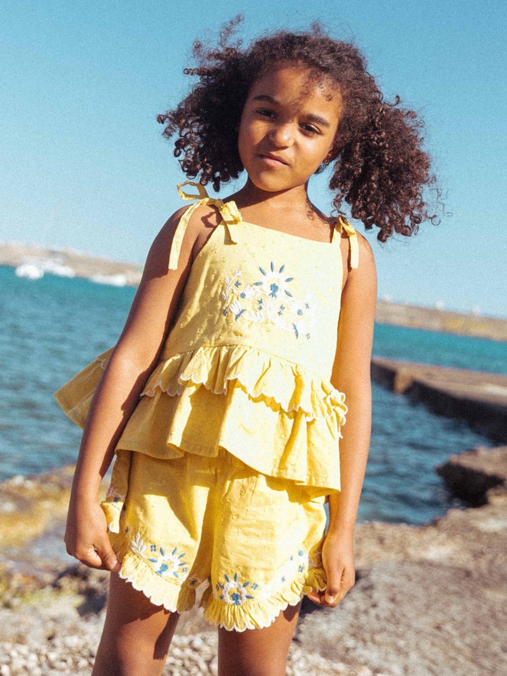Lali Kids  Summer Blossom 2pc Tunic & Short Set Misted Yellow Size 10 NWT